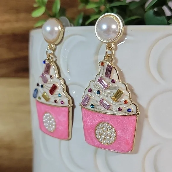 Sweet Treat Crystal Embellished Drop Earrings - Picture 5 of 7